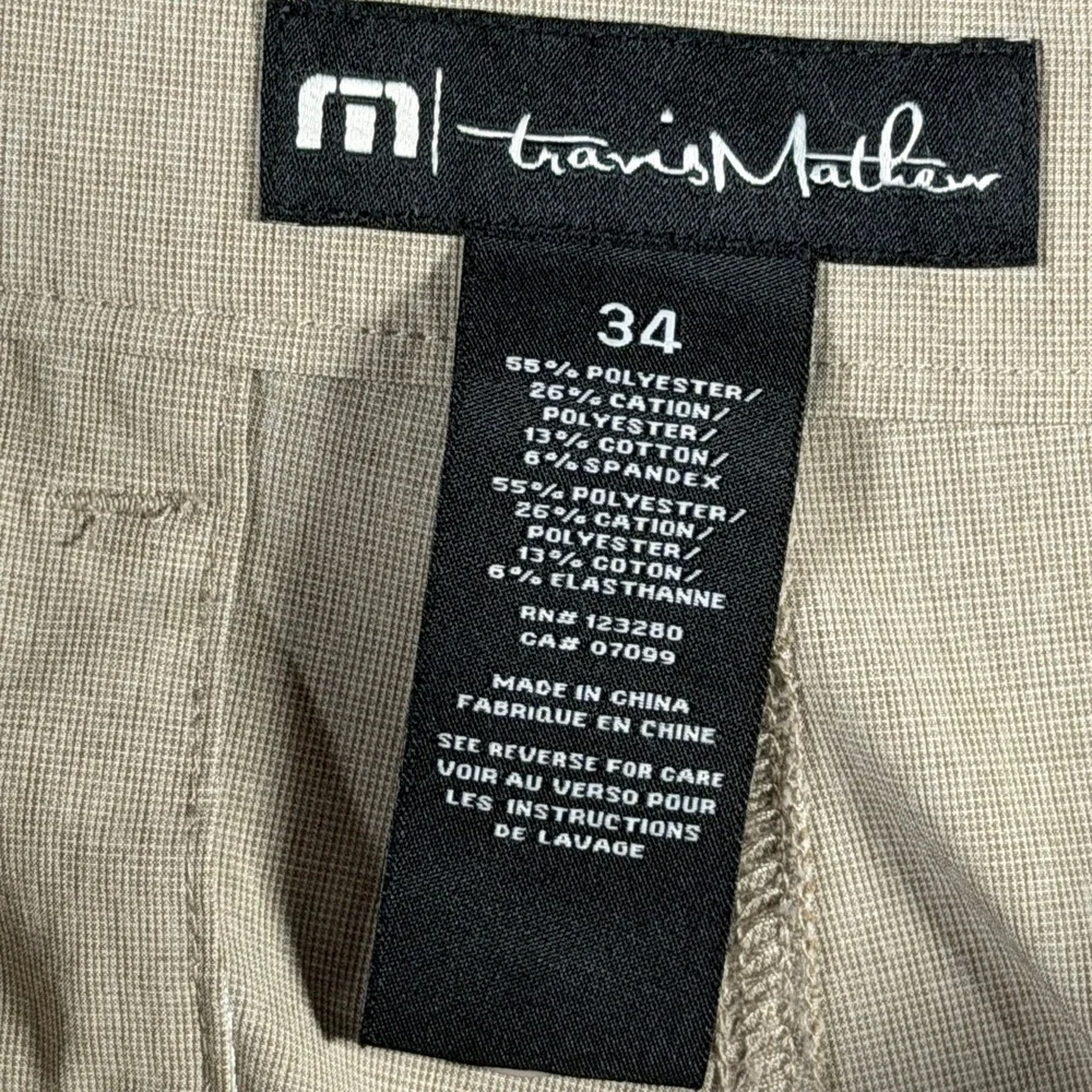 Travis Mathew Mens Tan Khaki Golf Shorts Size 34 Stretch Performance Casual 9 In